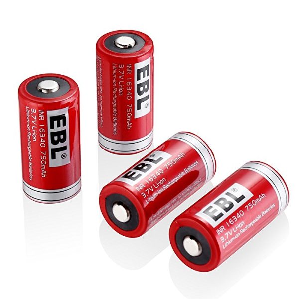 EBL LN-1634 3.7V CR123A 750mAh Li-ion Lithium Ion Rechargeable Battery with Low Self Discharge Rate for Portable and Emergency Electronics (Pack of 4) Online Hot Sale