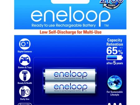 Panasonic Eneloop White 800mAh 1.2 V Rechargeable Battery AAA Pack of 2 | BK-4MCCE 2BT Fashion