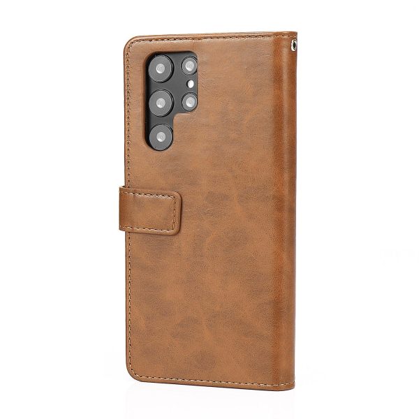 Folio Brown Leather Wallet Case - Samsung Galaxy S22 Ultra Hot on Sale