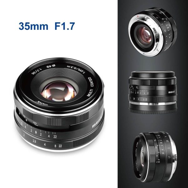 Meike MK-35mm 35mm F1.7 Large Aperture Manual Focus Fixed Lens for Canon EF-M EOS M1 M2 M3 M5 M6 M10 M100 For Sale