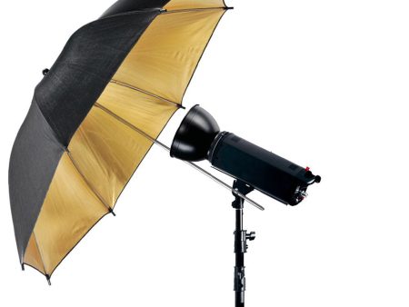 Pxel UM-BG108 43  108cm Black and Gold Reflective Lighting Umbrella Supply