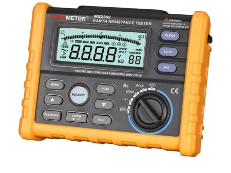 PeakMeter MS2302 Digital Earth & Ground Resistance Tester Megger 0ohm ~4K ohm 100 Groups Data Logging with Backlit Online now