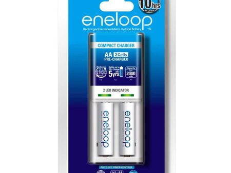 Panasonic Battery Charger with Eneloop Rechargeable AA Pack of 2 (White) | K-KJ50MCC2TP Hot on Sale