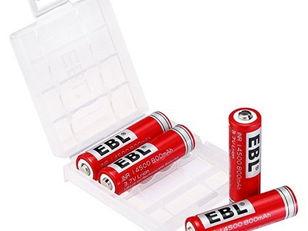 EBL LN-1450 3.7V 14500 800mAh Li-ion Lithium Ion Battery with Up to 1200 Recharges, and Improved Low Self-Discharge for Portable and Emergency Electronics (Pack of 4) Online now