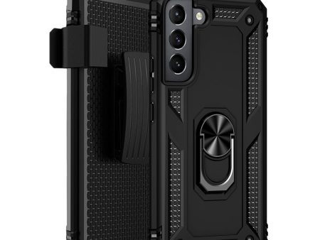 Black Military Kickstand Series Case with Belt Clip - Samsung Galaxy S22 Online Hot Sale