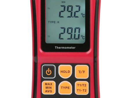 Benetech GM1312 -50~300C Thermocouple Thermometer Dual-channel Digital Temperature Meter For K J T E R S N LCD Thermometer Online now