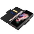 Black Leather Folio Wallet Case - Samsung Galaxy Z Fold3 and Fold3 5G Fashion