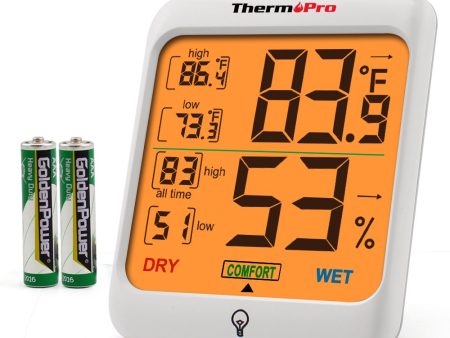 ThermoPro TP-53 Hygrometer Humidity Gauge Indicator Digital Indoor Thermometer Room Temperature and Humidity Monitor with Touch Backlight Online Sale