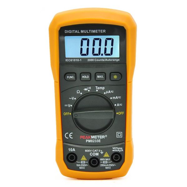 PeakMeter PM8233E Electrical Digital LCD Multimeter Voltmeter Ammeter AC DC OHM Volt Tester Multitester Current Resistance For Sale