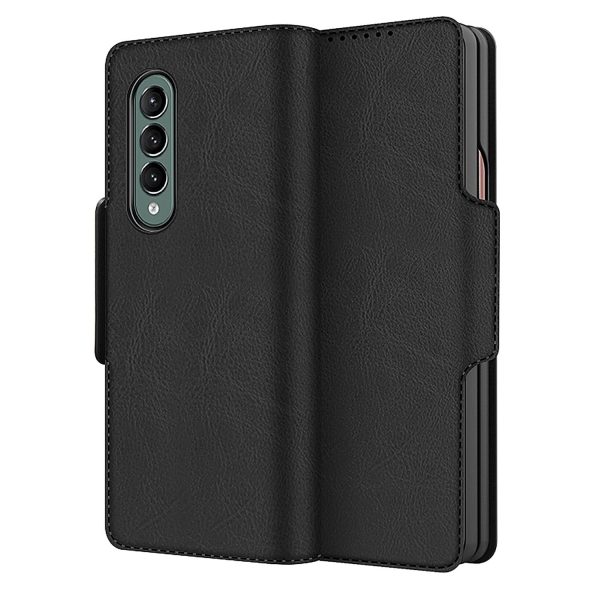 Black Leather Folio Wallet Case - Samsung Galaxy Z Fold3 and Fold3 5G Fashion