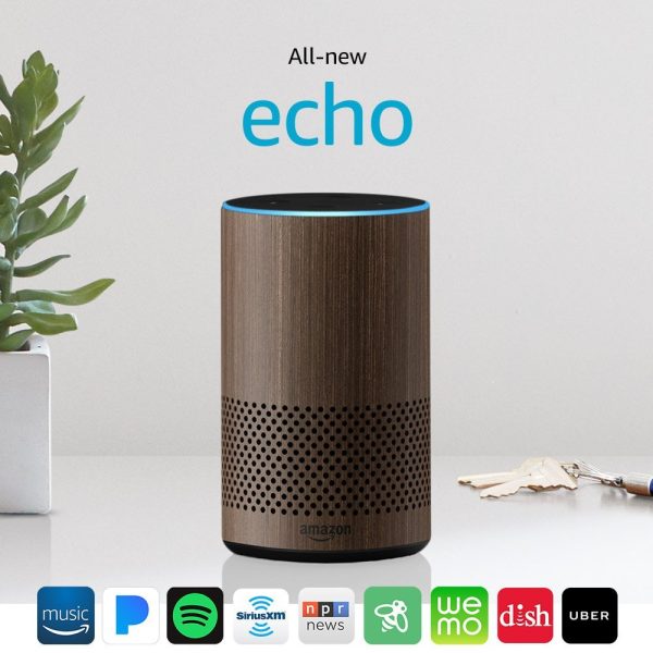 All New Amazon Echo 2nd Generation 2017 Walnut with improved sound powered by Dolby For Cheap