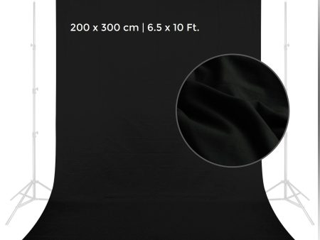 Pxel AA-ML2030B 200cm x 300cm Seamless Muslin Background Cloth Backdrop Black Online Sale