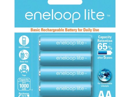 Panasonic Eneloop Lite BK-3LCCE-4BT AA Rechargeable Battery Pack of 4 (Light Blue) Online Hot Sale